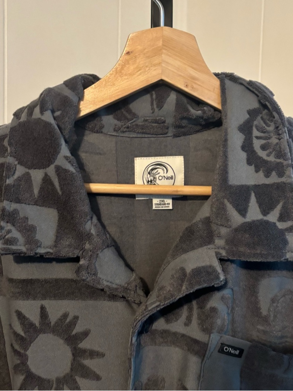 O’Neill O’Riginals Era Jacquard Shirt Gray Camp Collar Mens XXL NWT